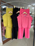 Casual Collar Down Crop Top With Loose Wide Trousers Sets